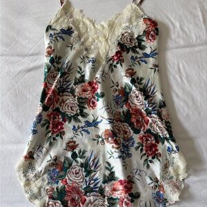 Victoria's Secret Gold Label Floral Slip with Lace Trim